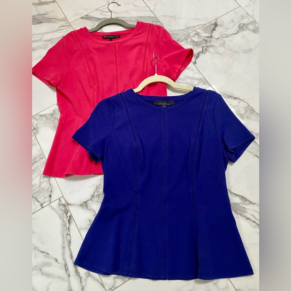 2 pack of WHBM peplum style T-shirts in coral and cornflower blue 💙❤️💙❤️💙❤️